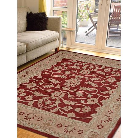GLITZY RUGS 10 x 10 ft. Hand Tufted Wool Oriental Square Area RugRed & Gold UBSK00531T2612C13